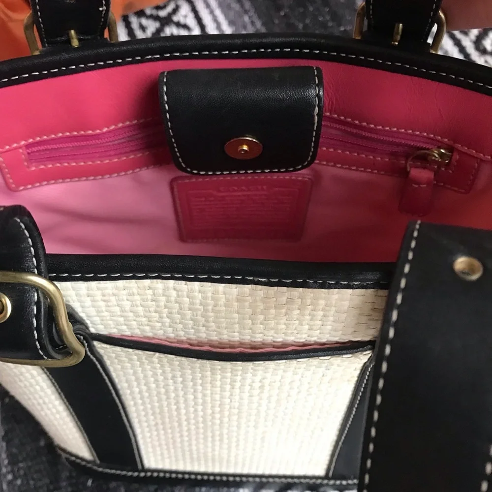 Coach Legacy Vintage Straw And Leather Small Tote, 8909 - Picture 2 of 15